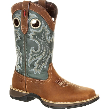 Durango Western Boot, 9.5 M, Leather, 12 in H, Saddlehorn/Clover DDB0131